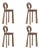Mary Bar Chairs with Wood or Lacquered Legs by Ottiu, Set of 4 For Sale
