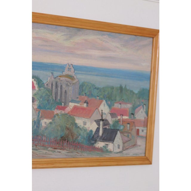 E. R. Olsson, Village Scene, 1950s, Oil on Panel, Framed For Sale - Image 15 of 18