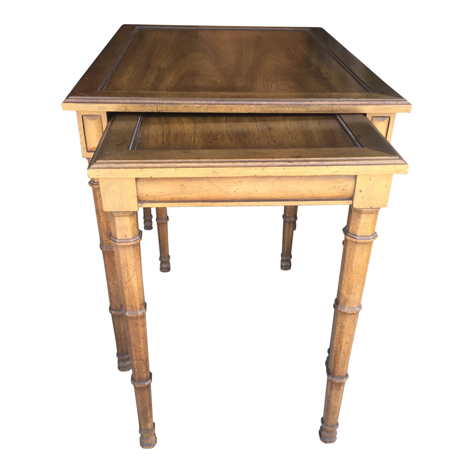 Walnut Henredon Nesting Tables a Pair Faux Bamboo Legs ...