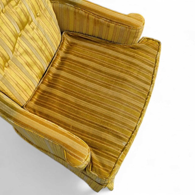 Gold Vintage Striped Yellow Lounge Chair, Key City, Mid-Century Modern For Sale - Image 8 of 18