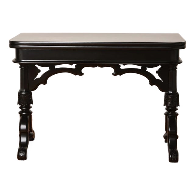 Modernized 19th Century Victorian Game Table With Black Finish For Sale