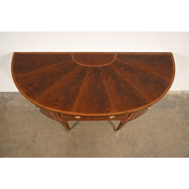 Baker Furniture Federal Inlaid Mahogany Demilune Sideboard Credenza For Sale - Image 14 of 17