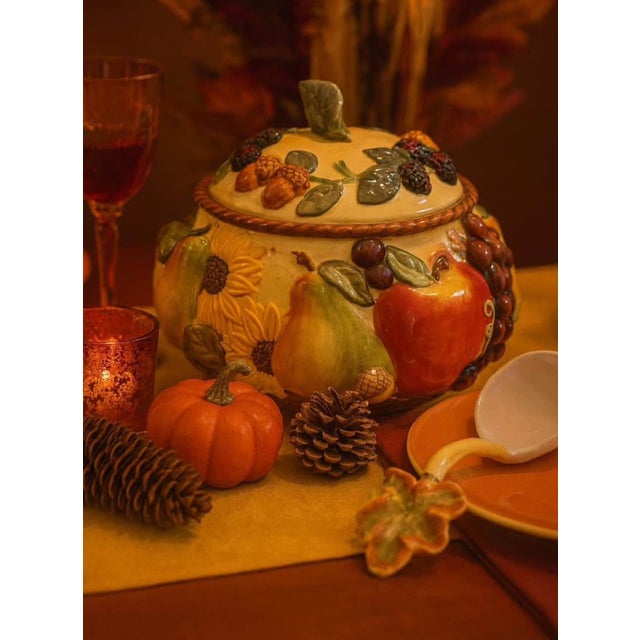 Farmhouse 1980s Burton & Burton Cottagecore Harvest Soup Tureen With Ladle For Sale - Image 3 of 3