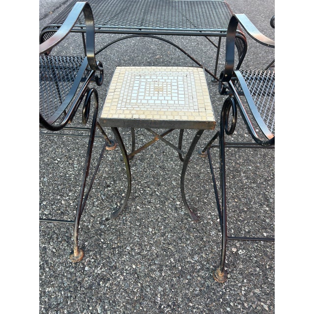 Metal Vintage Woodard Conversation Set 4 Rockers, Ottoman, 3 Side Tables,Attributed For Sale - Image 7 of 8