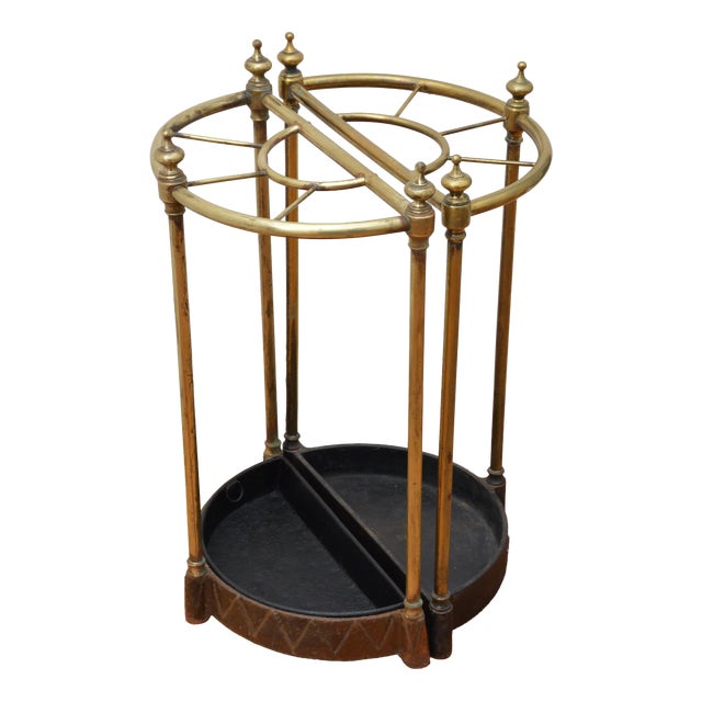 English Antique Umbrella Stands in Brass, 1870s, Set of 2 For Sale