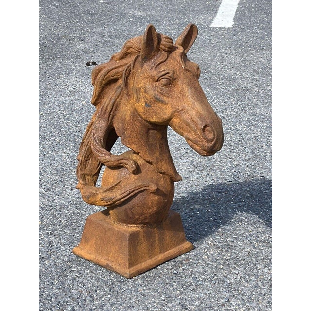 Horse Head Statue, Cast Iron, Large In Size. Sizes :- 46 cms tall, 33 cms wide Very weathered. Large and very heavy.