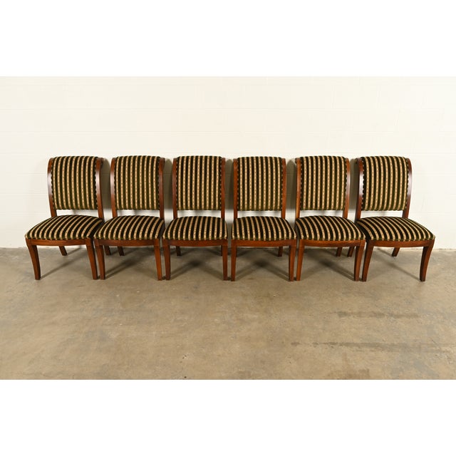 Neoclassical Henredon French Empire Carved Mahogany Dining Chairs, Set of Six For Sale - Image 3 of 14