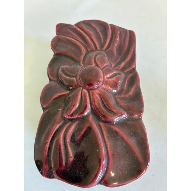 1950s Claire Lerner California Red Floral Ceramic Box For Sale - Image 4 of 10