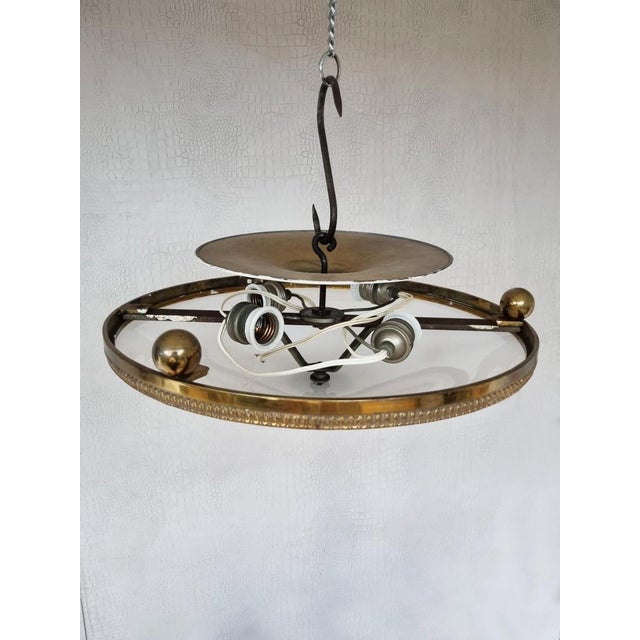 Neoclassical Empire Plafonniere Ceiling Lamp in Opaline Glass and Gilt Brass, 1940s For Sale - Image 10 of 15