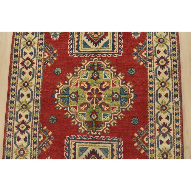 2020s Kazak Runner 2’9” X 9’7” Red Wool Tribal Hand-Knotted Oriental Rug For Sale - Image 5 of 13