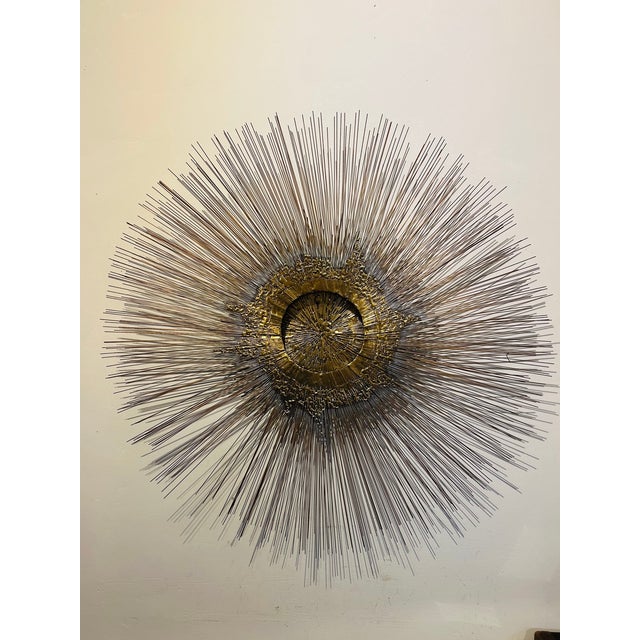 Brutalist Brutalist 1960s Monumental Sunburst Wall Sculpture Attributed to William & Bruce Friedle New York MCM For Sale - Image 3 of 9