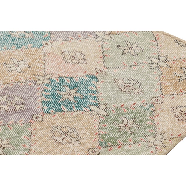 Vintage Zeki Müren Square Rug in Polychrome Geometric Pattern, From Rug & Kilim For Sale In New York - Image 6 of 8