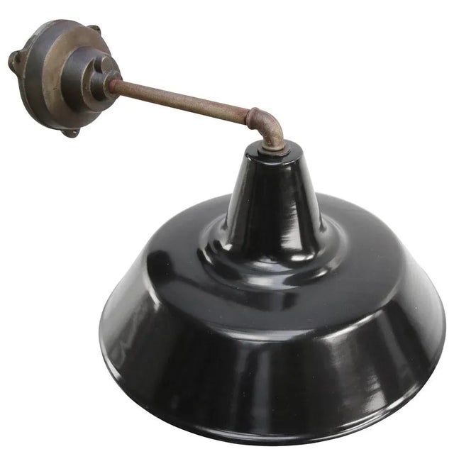 Industrial Vintage Industrial Black Enamel & Cast Iron Wall Lamp For Sale - Image 3 of 5