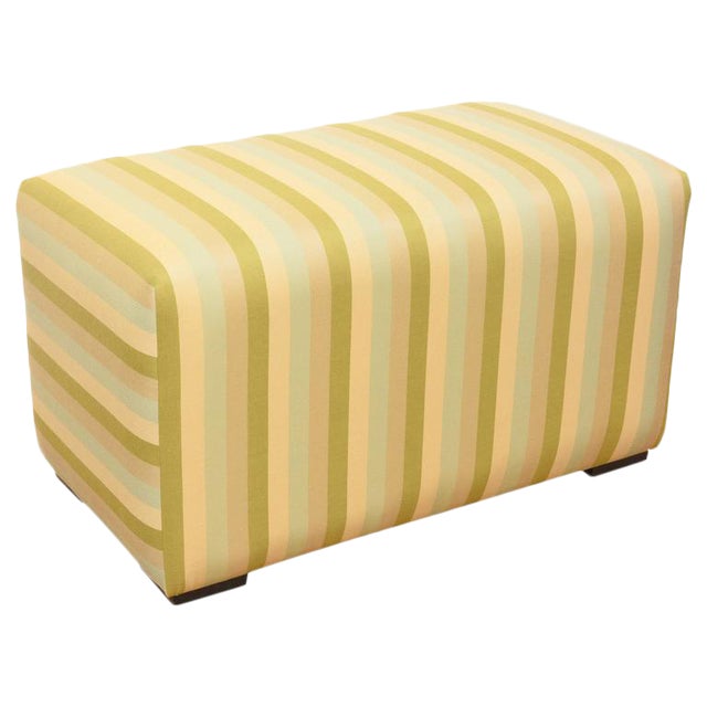 Green and Light Blue Striped Ottoman For Sale