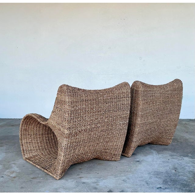 Vintage Biomorphic Seagrass Lounge Chairs - Set of 2 For Sale In West Palm - Image 6 of 12
