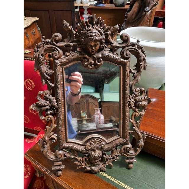 Antique Neo-Renaissance Style Bronze Table Mirror, 1800s For Sale - Image 3 of 7