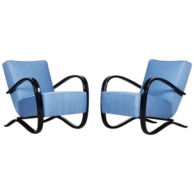 Art Deco Czechoslovakian Beech Armchairs by Jindřich Halabala, Set of 2 For Sale - Image 18 of 18