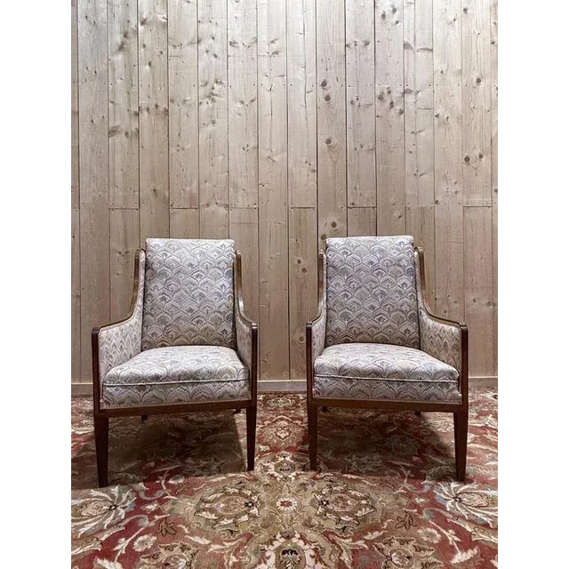 English Art Deco Style Wingback Armchairs, Set of 2 For Sale - Image 9 of 9