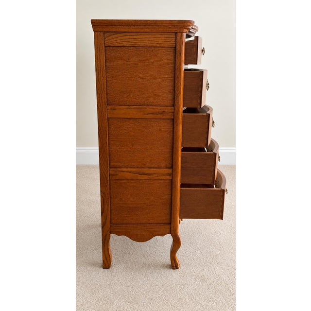 Bring classic elegance and vertical storage into your space with this exquisite 5-drawer lingerie chest (semainier) from...