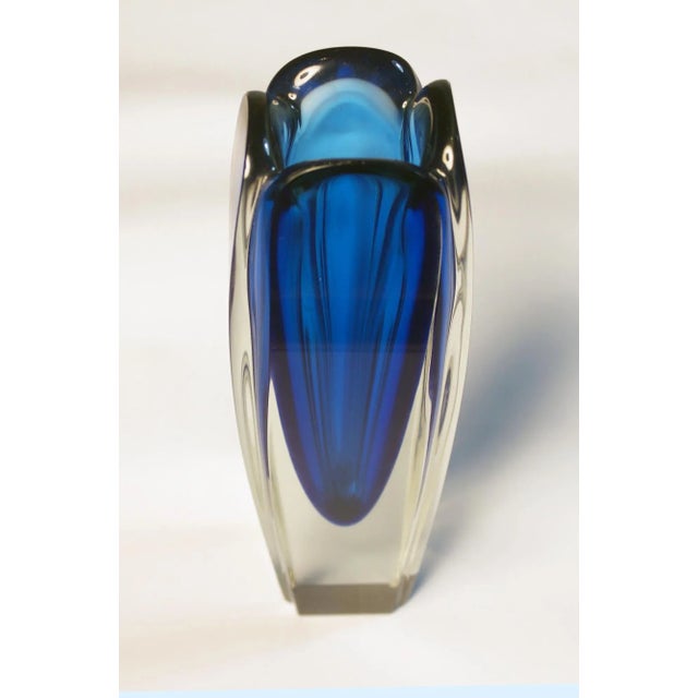 Vintage Blue Art Glass Vase by Olavi Nurminen and Soini Kajander. Signed N & K. Nuutajärvi Notsjö - '59 8.5in H 2.25in W...