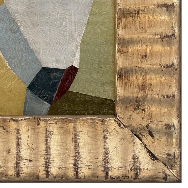 2020s Contemporary Abstract Oil Painting in Vintage Gold Ripple Frame For Sale - Image 5 of 6
