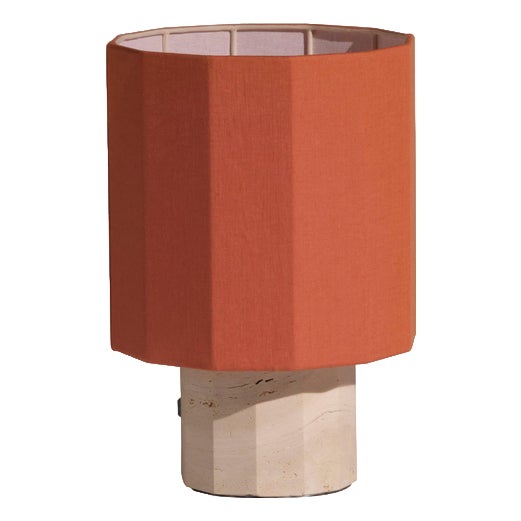 White Travertine Small Roma II Dodecagon Table Lamp by Nassi For Sale