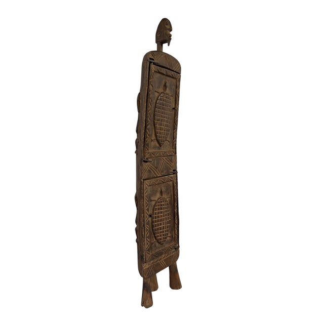 Lg Vintage Unique Dogon Hand Carved Wooden Box Mali 27" H For Sale - Image 9 of 10