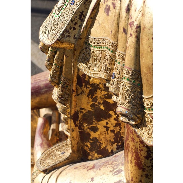 Buddha in Gilded Wood, Asia, 1950s For Sale - Image 3 of 18