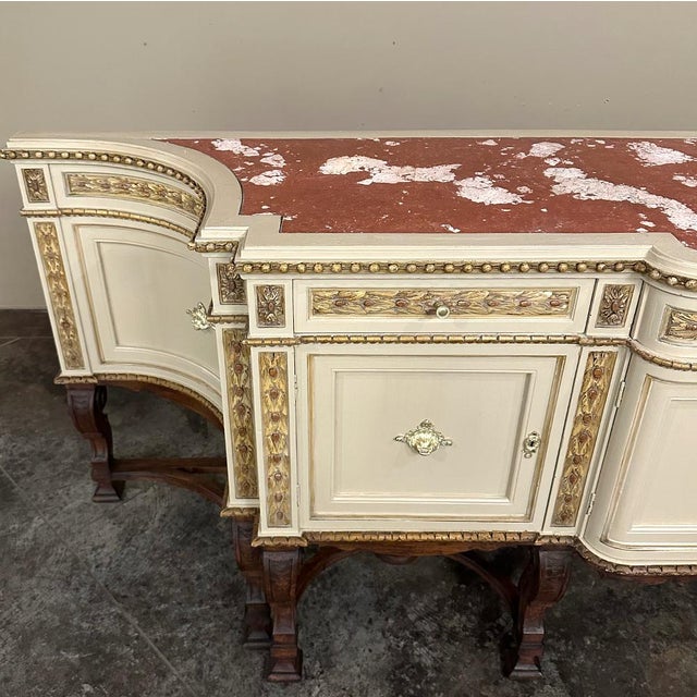 Grand Antique Italian Neoclassical ~ Baroque Painted Console ~ Buffet For Sale - Image 9 of 12