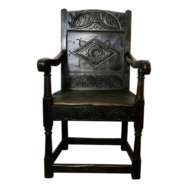 18th Century Oak Wainscot Hall Chair For Sale