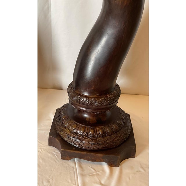 Beautiful Pair of large Bronze animal horn sculpture by Maitland Smith on circular detailed base. Maitlan Smith is known...