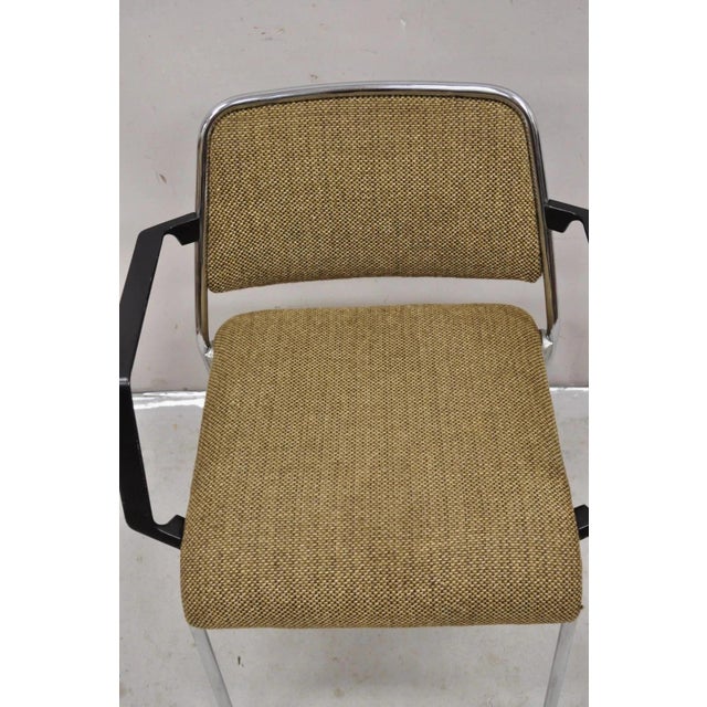 Vintage Sculpted Chrome Frame Post Mid Century Modern Office Arm Chair For Sale - Image 4 of 12