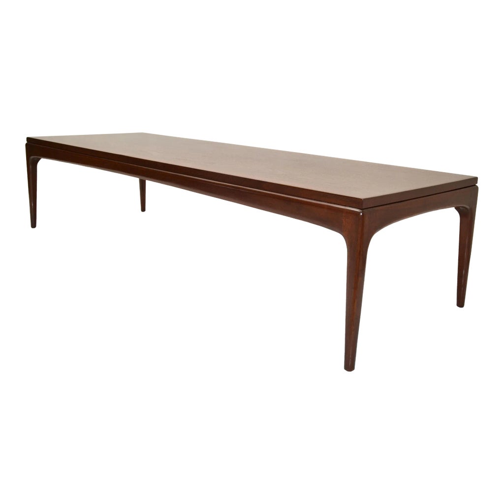 Gio Ponti Style Low Coffee Table Tapered Legs Walnut Mid-Century 