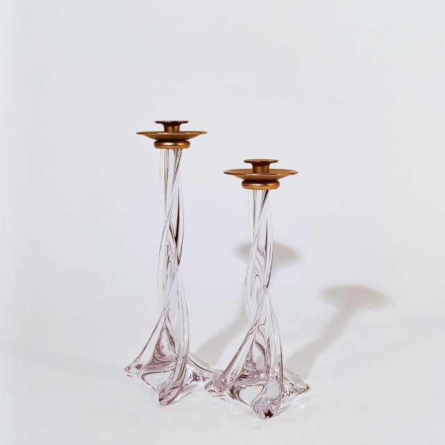 Mid-Century Modern French Crystal Candlesticks from Sèvres, 1970s, Set of 2 For Sale - Image 3 of 9