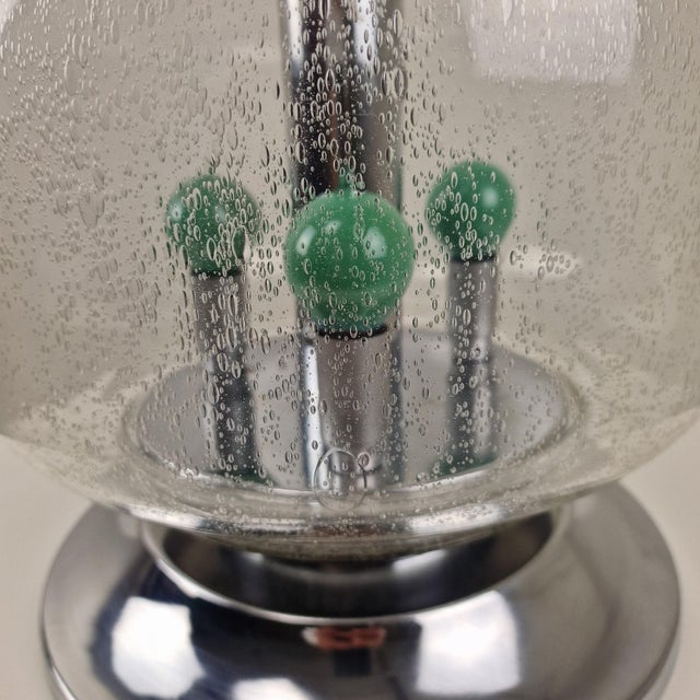Mid-Century Space Age Italian Table Lamp with Effervescent Bubble Glass, 1970s For Sale - Image 14 of 17