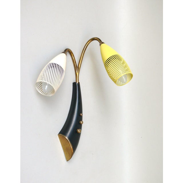 Black Brass, Yellow, Beige and Black Wall Lamp Set from Gebrüder Cosack, 1950s, Set of 8 For Sale - Image 8 of 18
