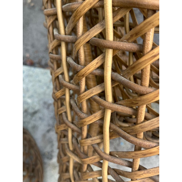 Pair Ralph Lauren Style All Weather Woven Rattan Barrel Back Lounge Chairs For Sale - Image 9 of 11