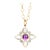 Syna Yellow Gold Amethyst and Moon Quartz Flower Pendant with Diamonds For Sale