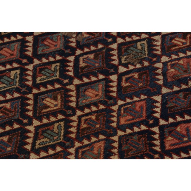 Textile Antique Kuba Rug in Beige-Brown With Tribal Geometric Patterns - Rug & Kilim For Sale - Image 7 of 8