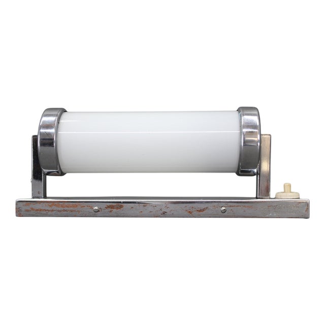 Art Deco Bauhaus Chrome and Glass Tubular Wall Light, Czechoslovakia, 1930s For Sale