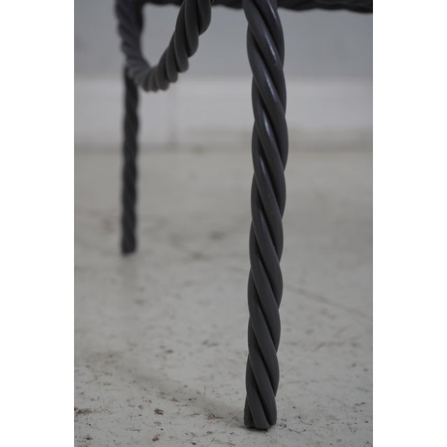 Gray Pair Rope Twist Iron Horse Print Upholstered Benches For Sale - Image 8 of 12