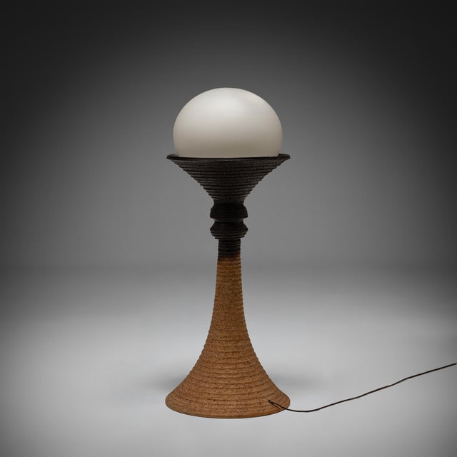 Large Earthy Ceramic and Opaline Glass Floor Lamp from Doria Leuchten, Germany, 1970s For Sale - Image 11 of 11