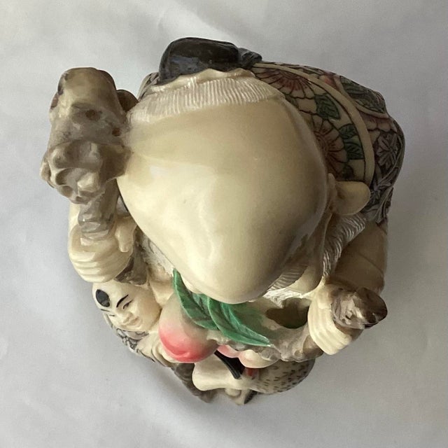 Vintage Chinese Large Resin God of Longevity (Shoulao) Statue For Sale - Image 9 of 11
