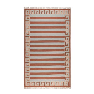 Part & Parcel Goods Wool Stripe Rug, 5' x 8', Sky Blue, Topaz and Eggshell For Sale