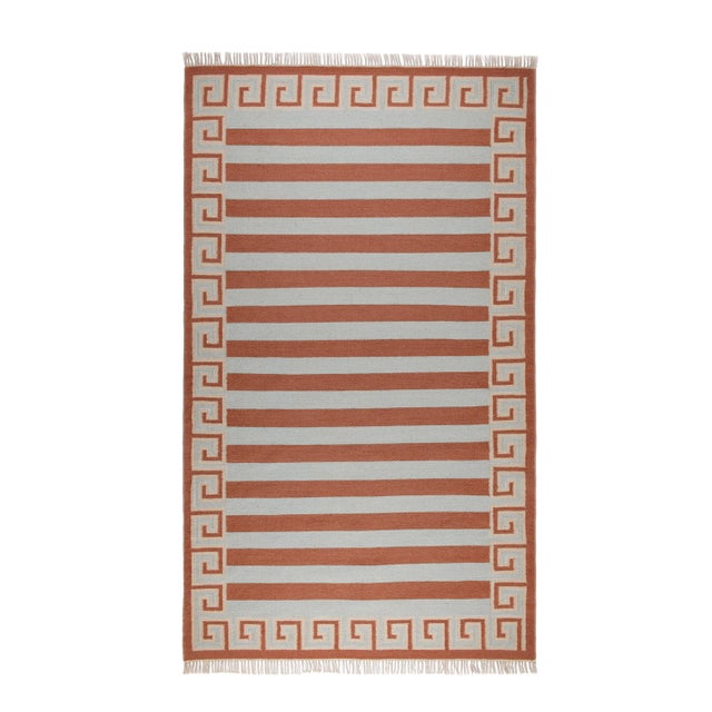 Part & Parcel Goods Wool Stripe Rug, 5' x 8', Sky Blue, Topaz and Eggshell For Sale