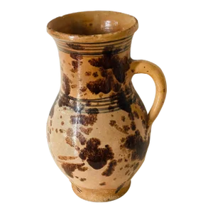 Antique Folk Art Glazed Ceramic Jar Pitcher