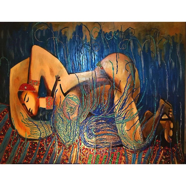 Oil on canvas infused with rhinestones & silk mixed media Leticia is a Spanish artist who enjoys creating art from...