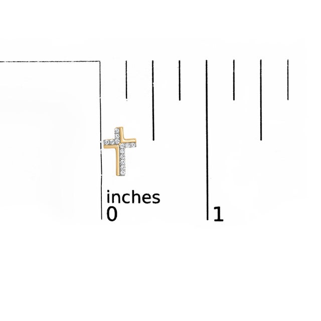Early 21st Century 14K Yellow Gold Plated .925 Sterling Silver 1/10 Cttw Diamond Cross Stud Earring (I-J Color, I3 Clarity) For Sale - Image 5 of 5