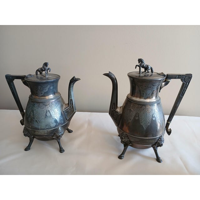 Metal Late 19th Century Webster Silver Plate Coffee/Tea Service With Horse Finials - 7 pcs For Sale - Image 7 of 18