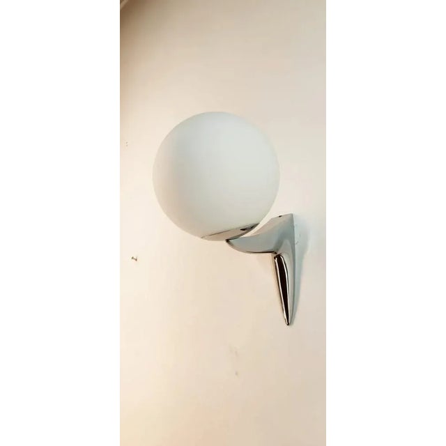 Silver Wall Light in Chromed Brass with Satin White Sphere For Sale - Image 8 of 13